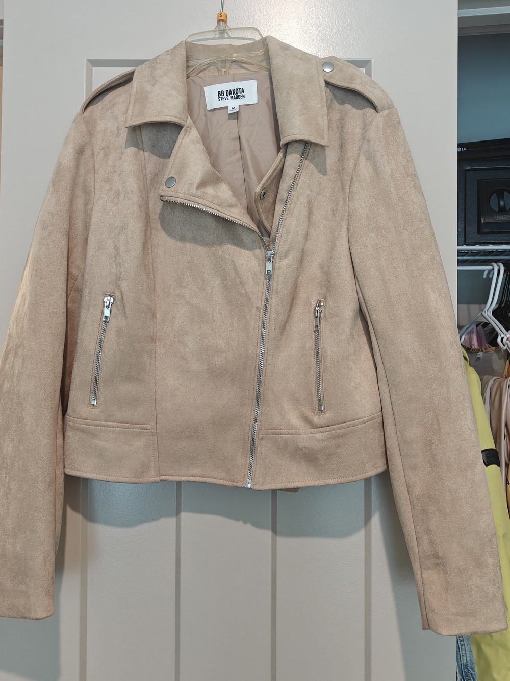 BB Dakota By Steve Madden, Beige Suede Moto Jacket
